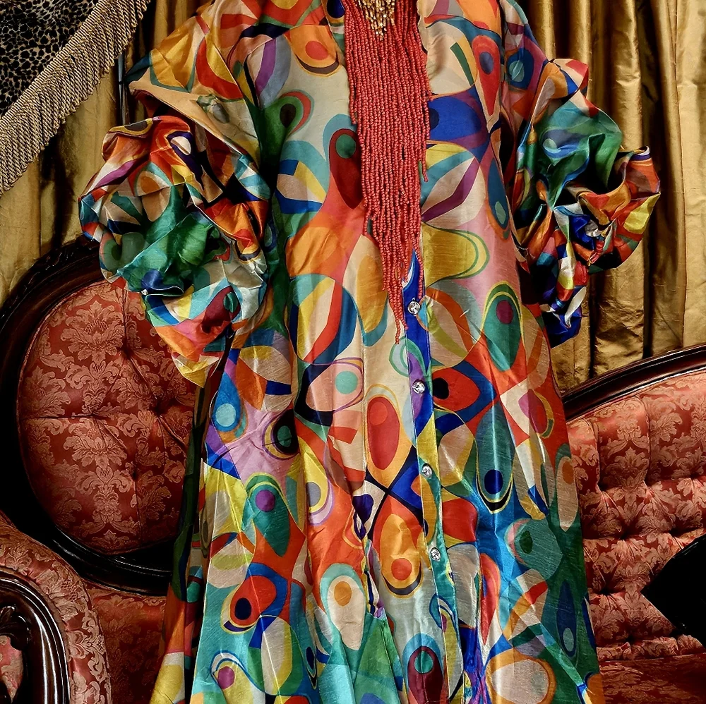 Multi/Colorful Abstract Patterned Dress - Picture 1 of 1